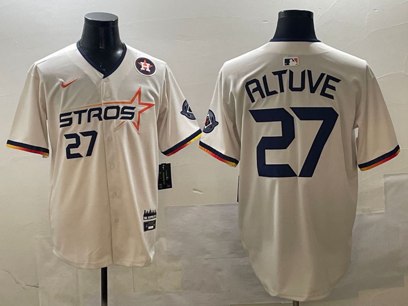 Men Houston Astros #27 Altuve Cream Three generations Joint Name 2025 Nike MLB Jersey style 4